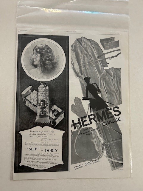 Vintage Hermes Black & White Fashion Period Ad (1929)