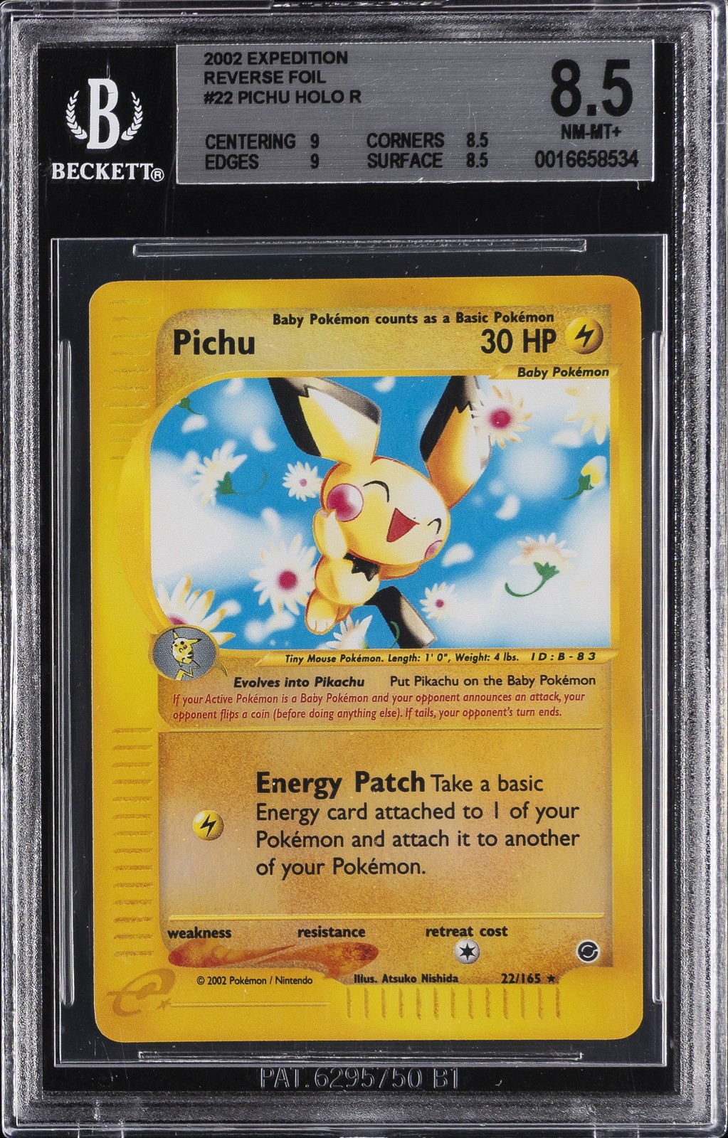 2002 EXPEDITION REVERSE HOLO #22 PICHU BGS 8.5 2002 EXPEDITION REVERSE HOLO #22 PICHU BGS 8.5
