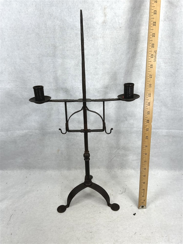 antique candle holder stand double arm hand forged iron 17th c old replica antique candle holder stand double arm hand forged iron 17th c old replica