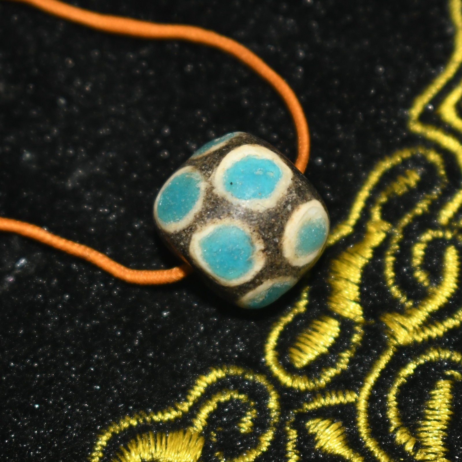 Genuine Ancient Roman Glass Bead with Eyes in good Condition Genuine Ancient Roman Glass Bead with Eyes in good Condition