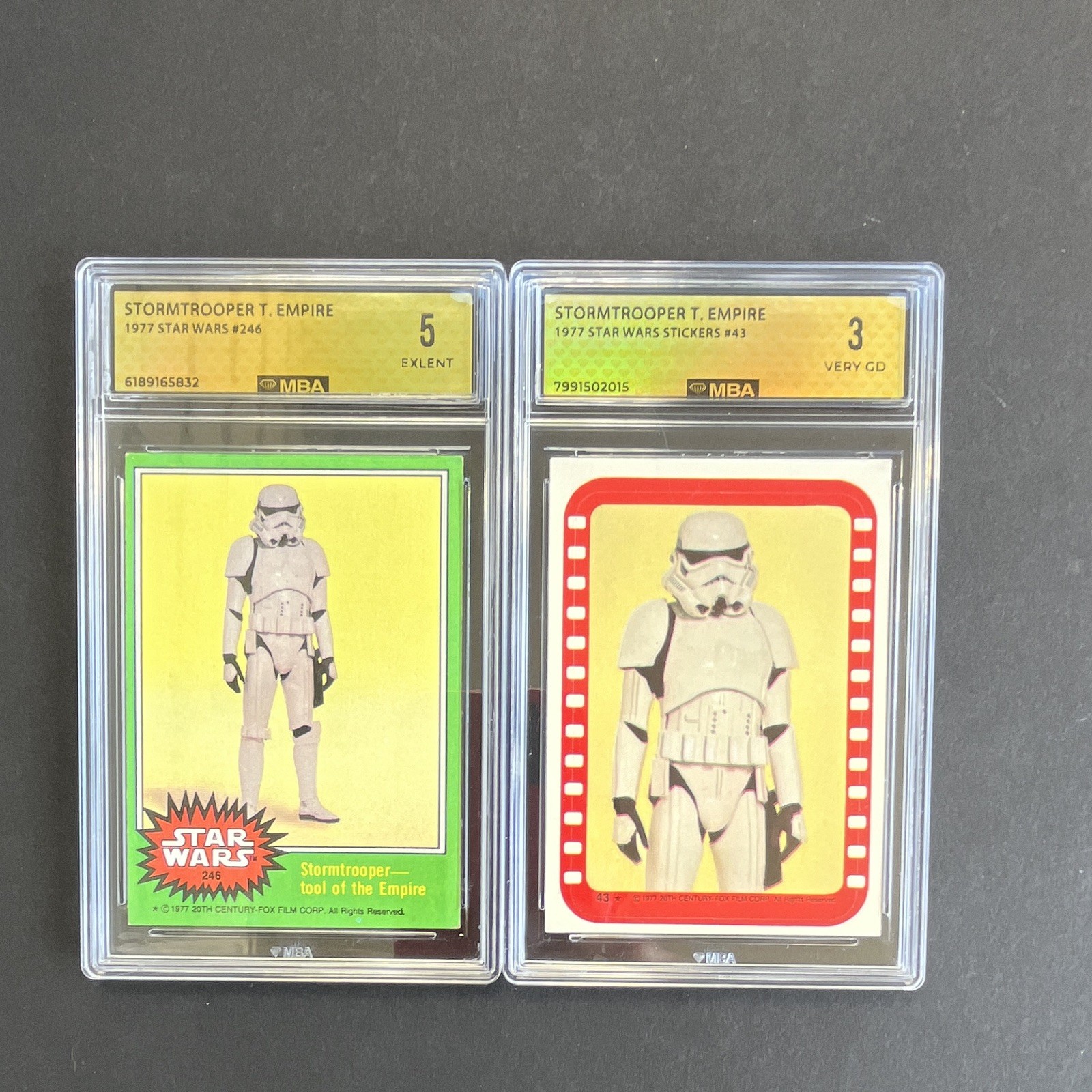 1977 Topps Star Wars Non-Sport Trading Card Lot of 2 Stormtrooper #246 #43 1977 Topps Star Wars Non-Sport Trading Card Lot of 2 Stormtrooper #246 #43