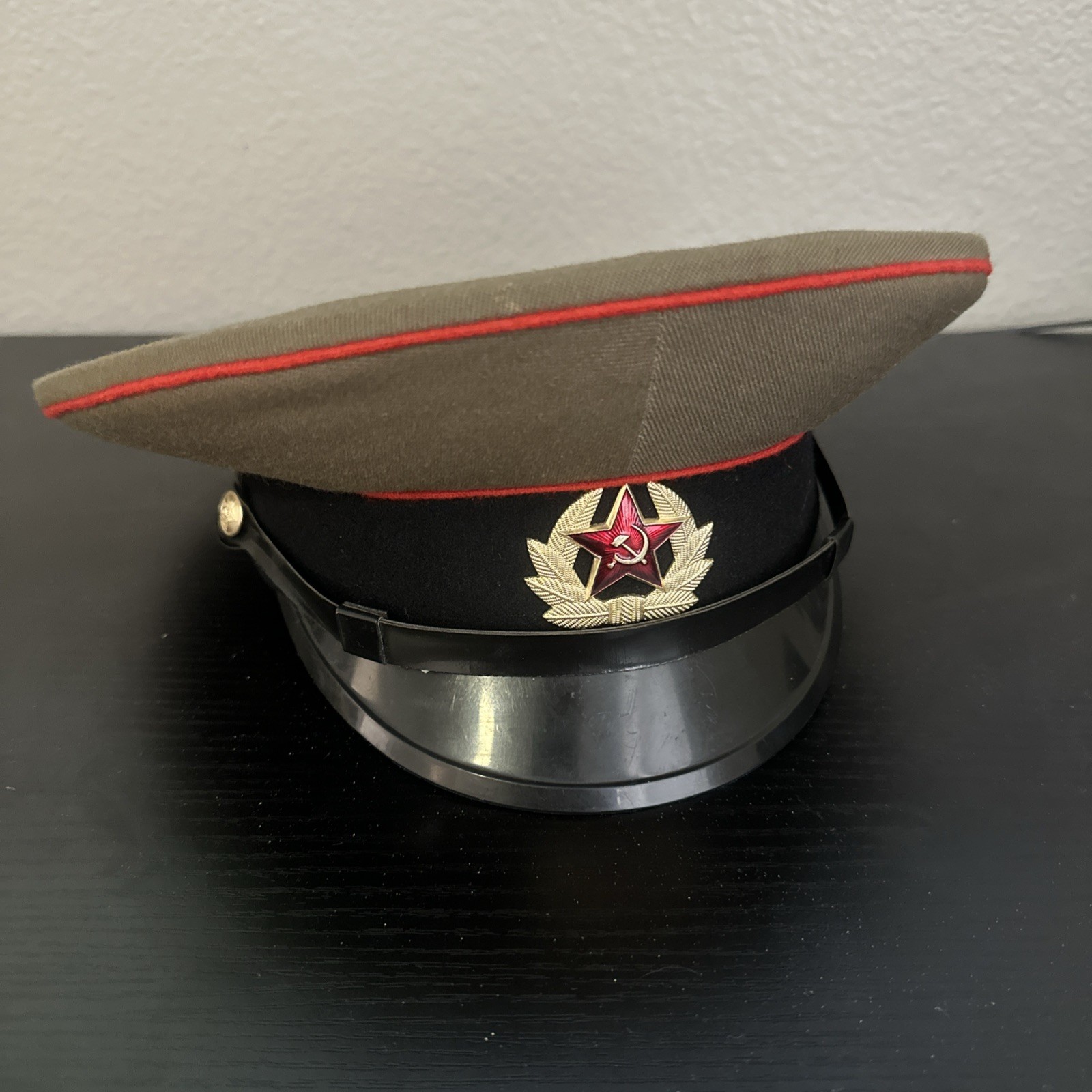 Vintage 1984 Soviet USSR Military Officer Visor Cap Hat Size 57 Vintage 1984 Soviet USSR Military Officer Visor Cap Hat Size 57