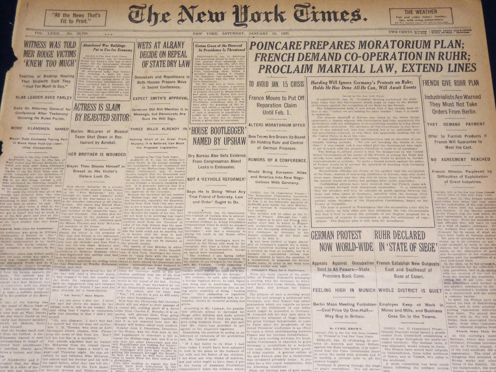 1923 JANUARY 13 NEW YORK TIMES - MER ROUGE VICTIMS KNEW TOO MUCH - NT 7893 1923 JANUARY 13 NEW YORK TIMES - MER ROUGE VICTIMS KNEW TOO MUCH - NT 7893
