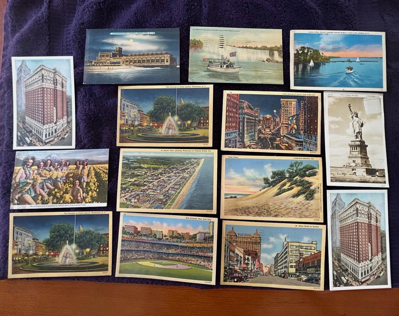 14 Vintage Linen Postcard Lot US views.  Posted and Unposted.