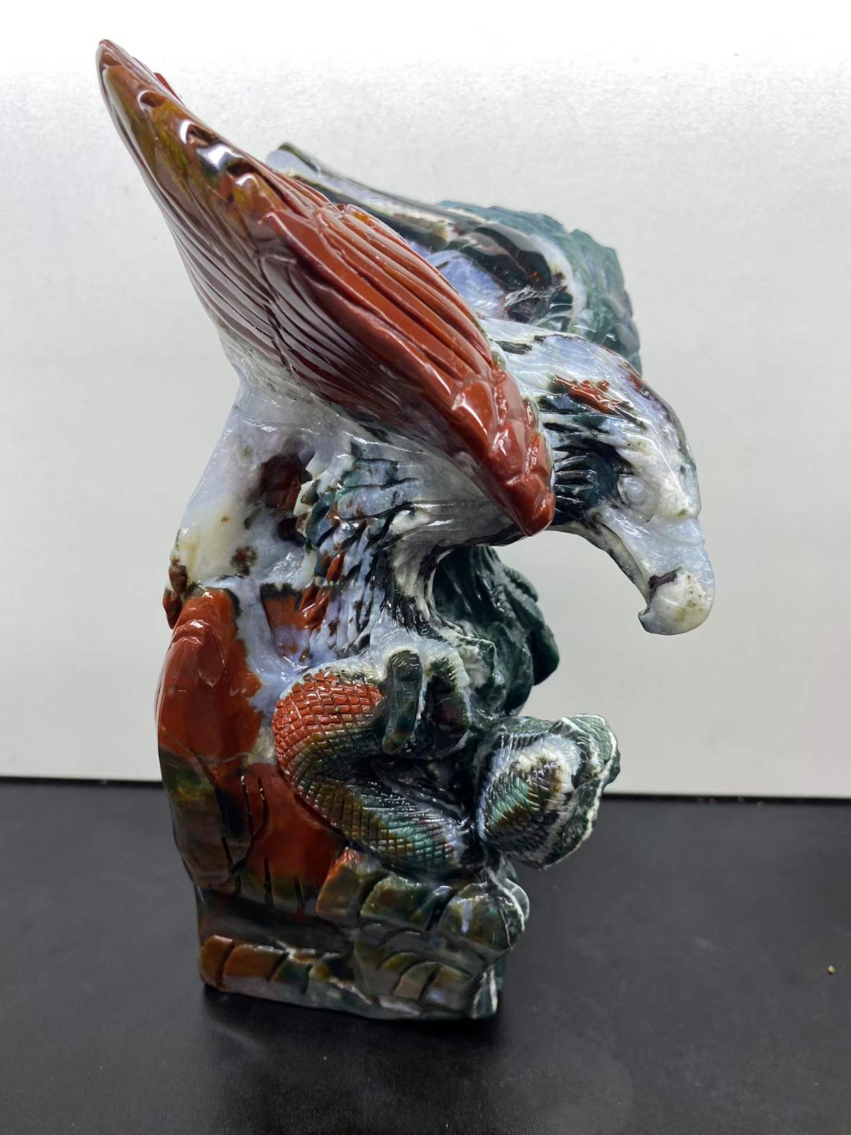 5.42LB Natural ocean jasper Quartz Hand Carved eagle Skull Crystal Reiki Decor 5.42LB Natural ocean jasper Quartz Hand Carved eagle Skull Crystal Reiki Decor