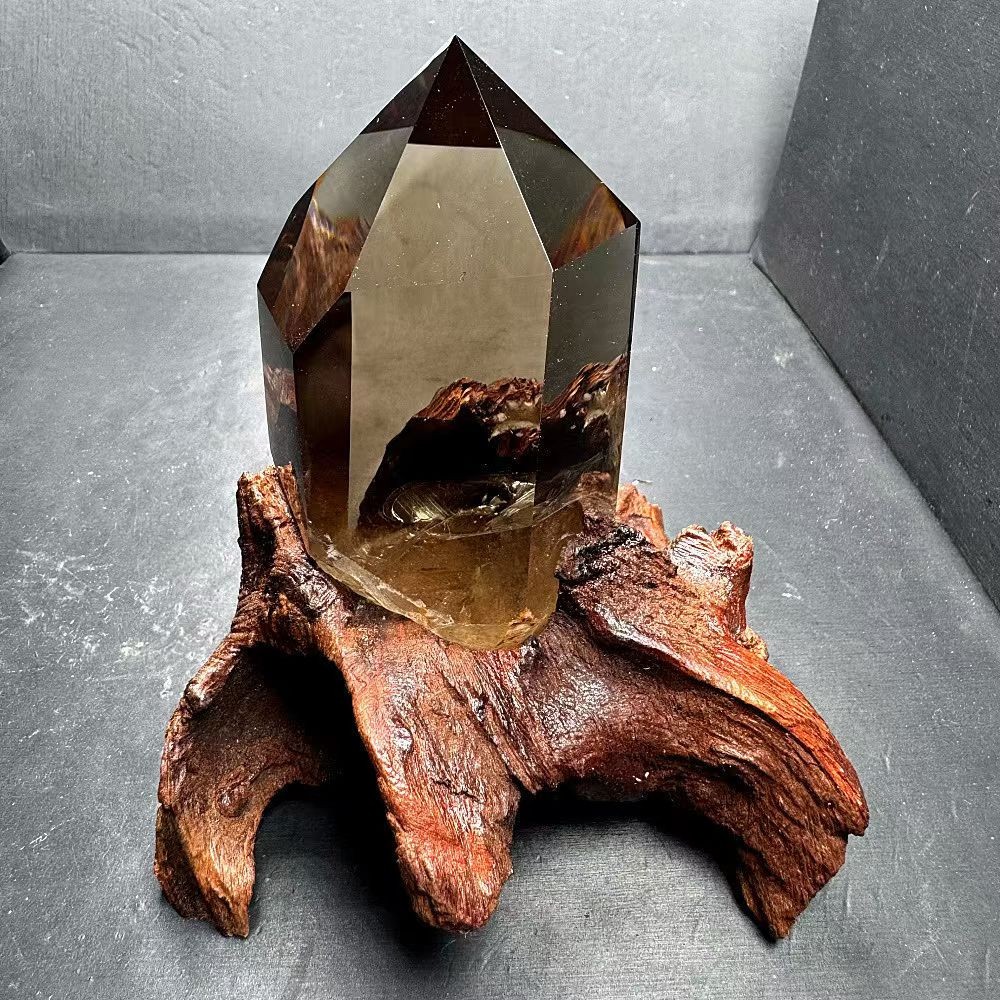 570g Natural Smoky Quartz Obelisk Large Crystals Tower Chakras Point healing