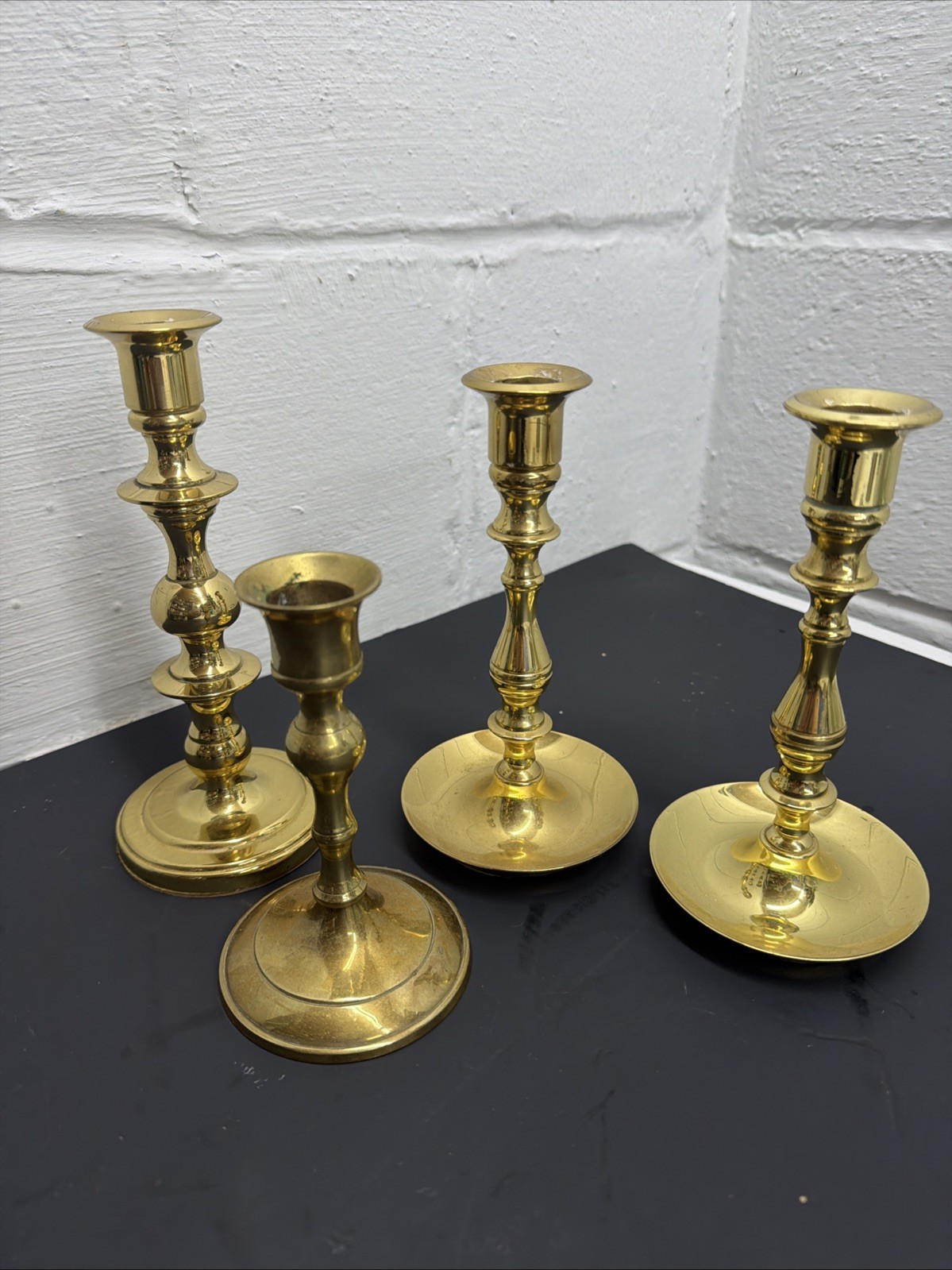 Lot 4 Vtg Brass Candlestick Holders Baldwin Hosley Lot 4 Vtg Brass Candlestick Holders Baldwin Hosley