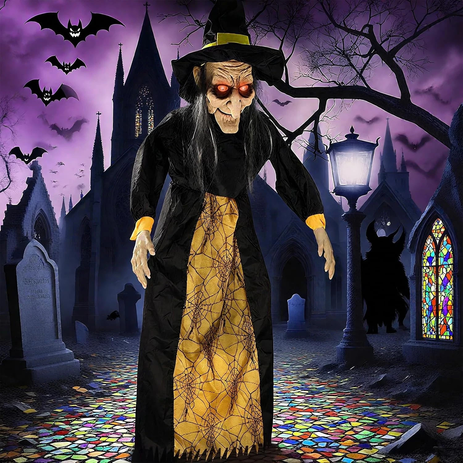 67" Halloween Hanging Witch, Halloween Decoration Outdoor Talking Ghost Light up