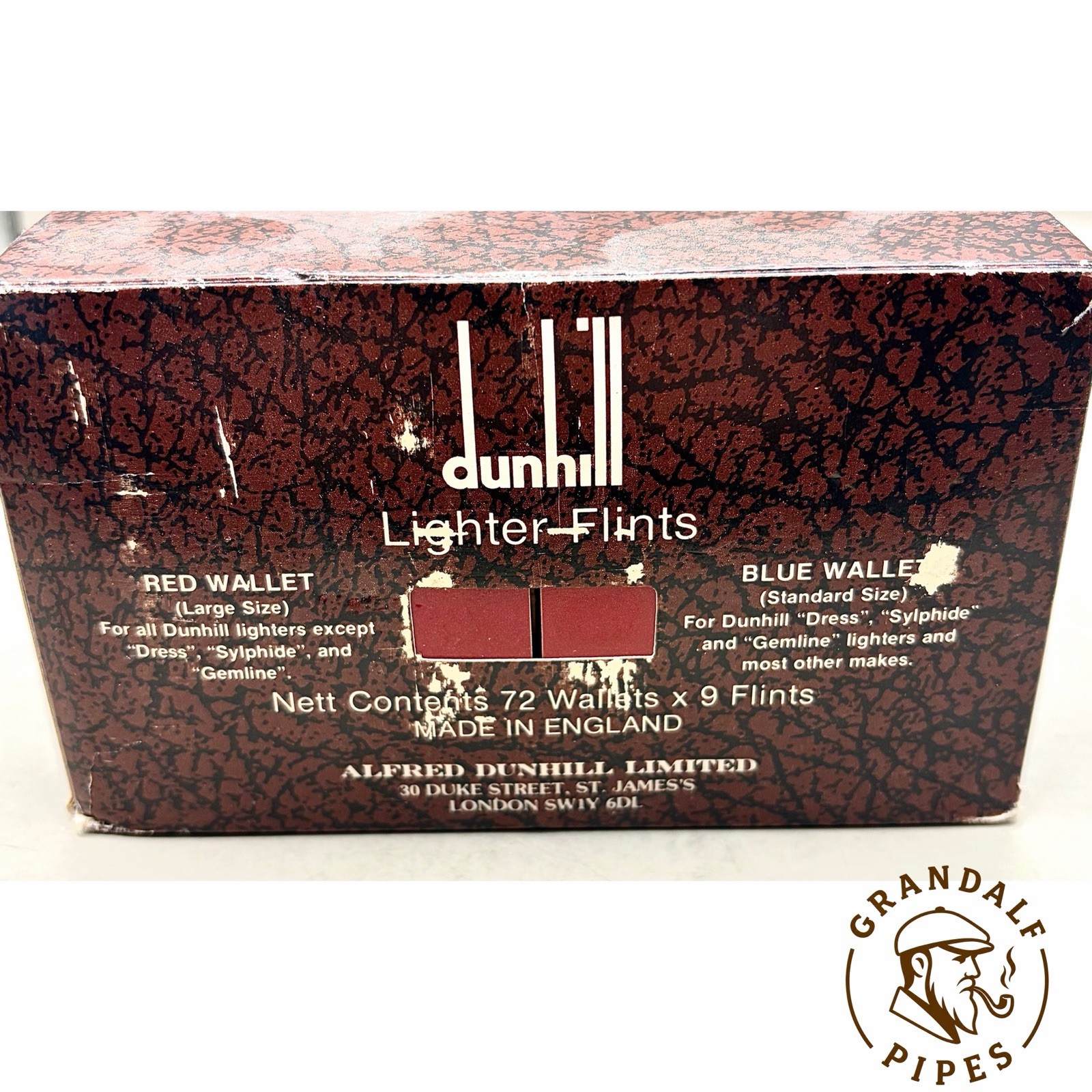 Vintage Dunhill Red Lighter Flints Full Counter Display Box England NOS AS IS Vintage Dunhill Red Lighter Flints Full Counter Display Box England NOS AS IS
