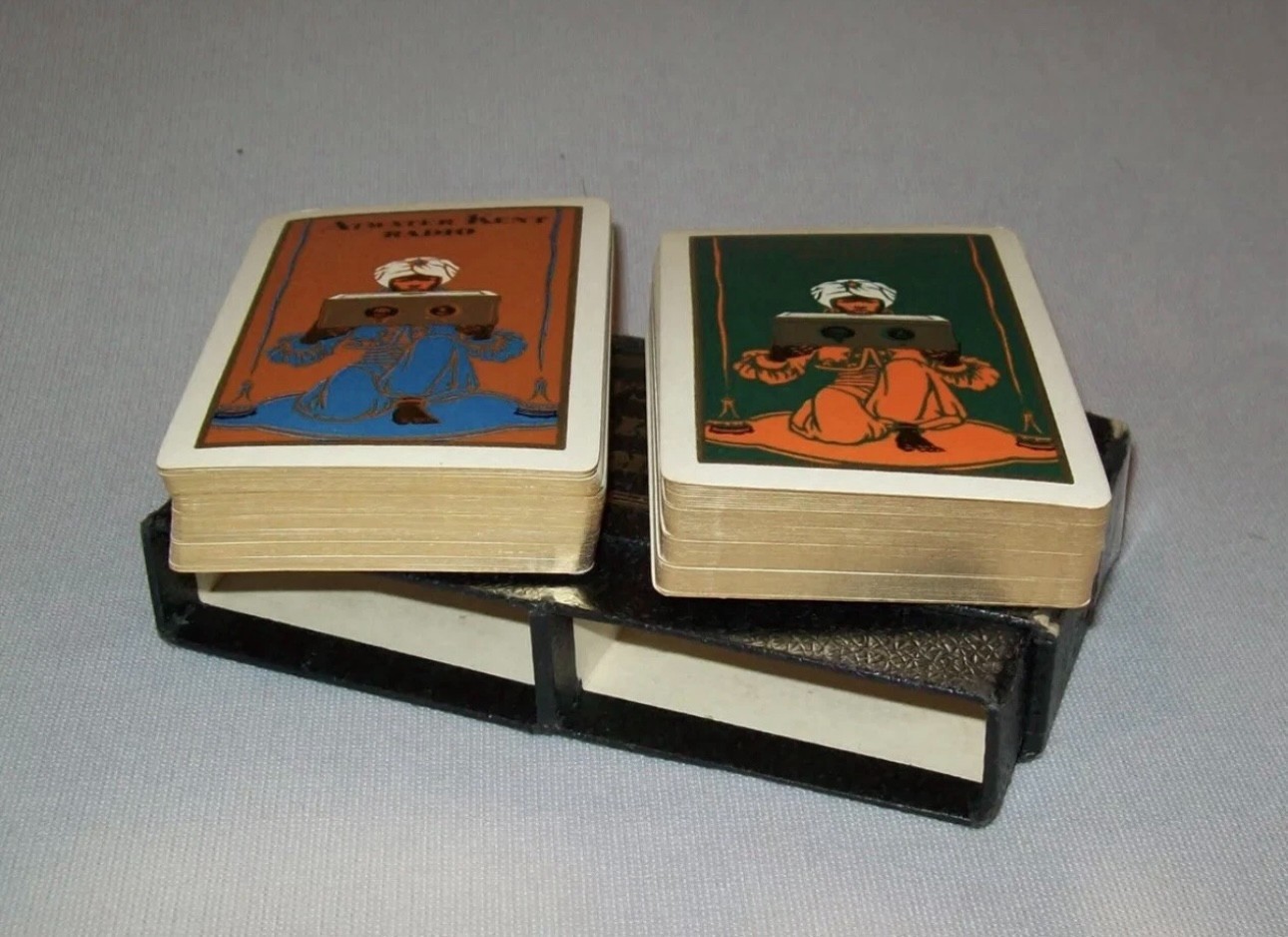 Old Antique Vtg 1930 Unused Atwater Kent Radio Double Deck Playing Cards W/ Box