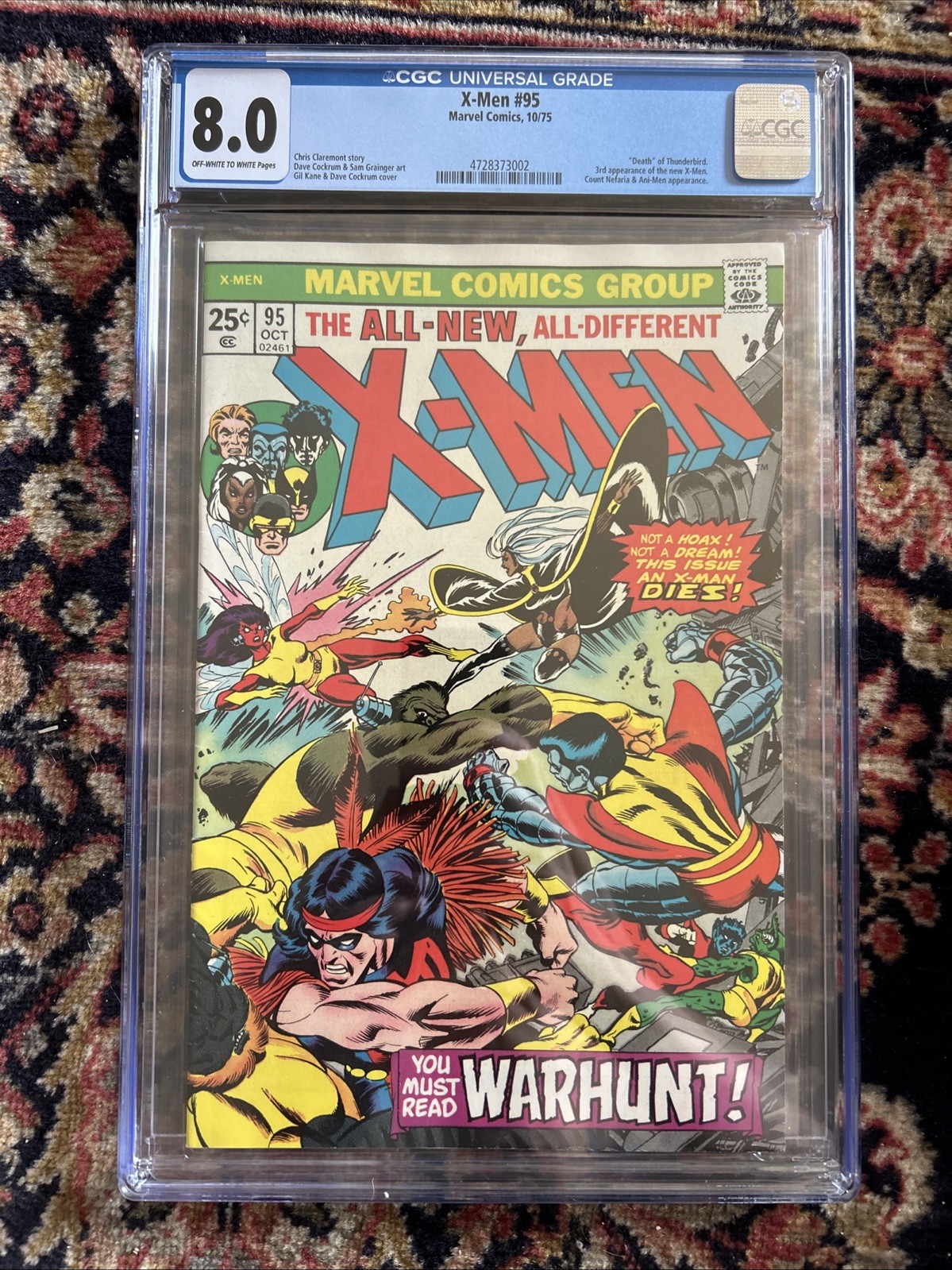 X-Men 95 1975 CGC 8.0 WHITE Pgs KEY-Death of Thunderbird - 3rd app of New X-Men X-Men 95 1975 CGC 8.0 WHITE Pgs KEY-Death of Thunderbird - 3rd app of New X-Men