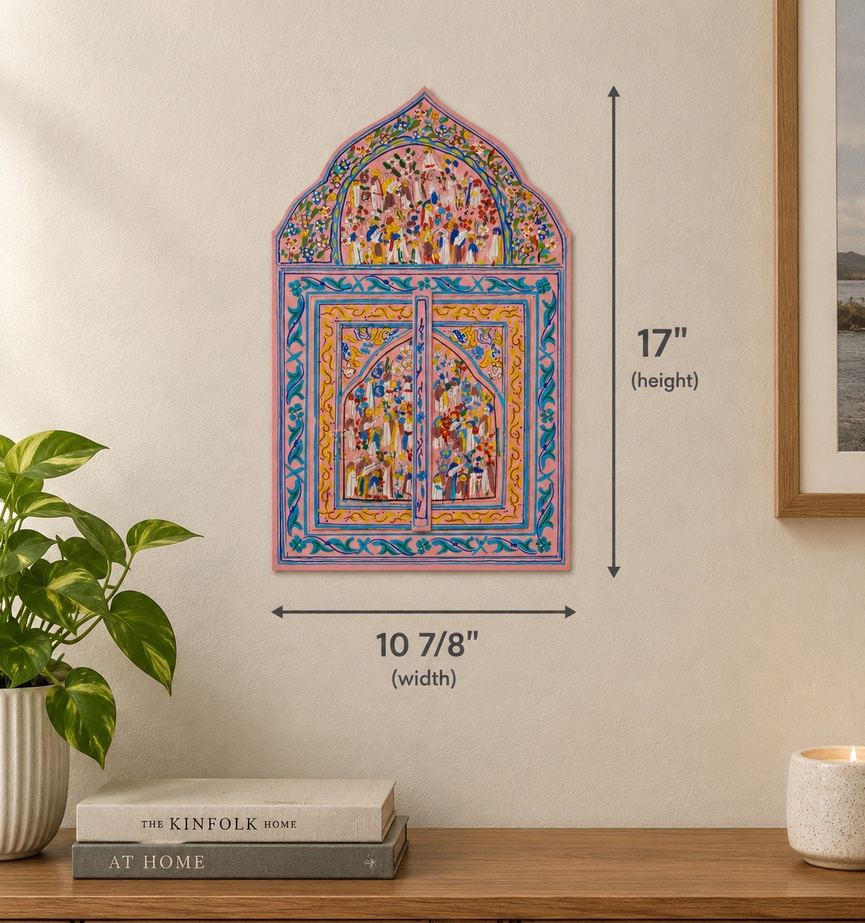 Vintage Moroccan Hand Painted Shutter Boho Window Folk Art Wood Wall Decor Vintage Moroccan Hand Painted Shutter Boho Window Folk Art Wood Wall Decor