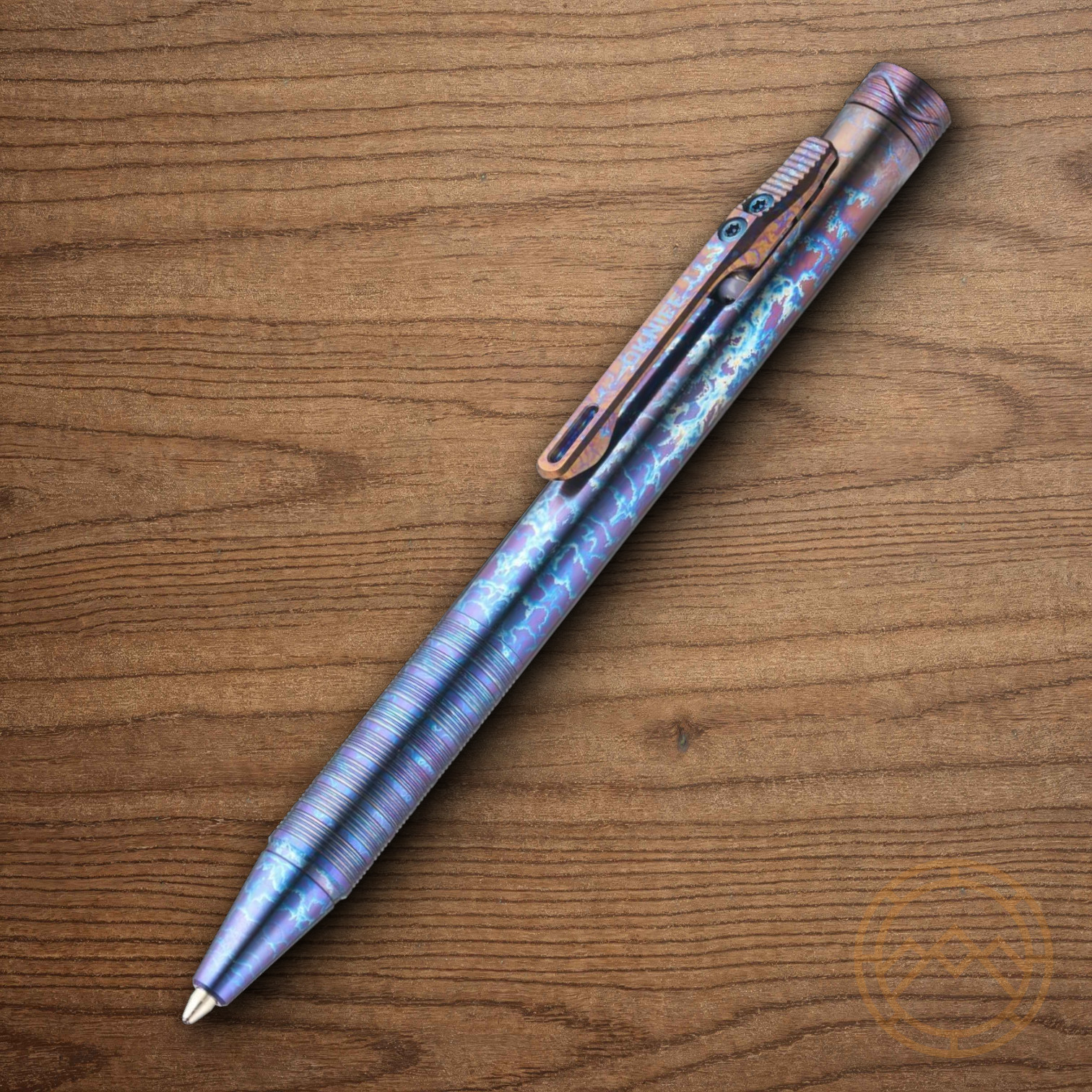 Oknife-Brand B1 EDC Pen Lightning-Bolt Pattern Titanium OLight's ORefill Fidget Oknife-Brand B1 EDC Pen Lightning-Bolt Pattern Titanium OLight's ORefill Fidget