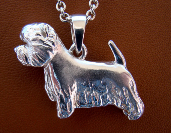 Large Sterling Silver West Highland White Terrier Standing Study Pendant