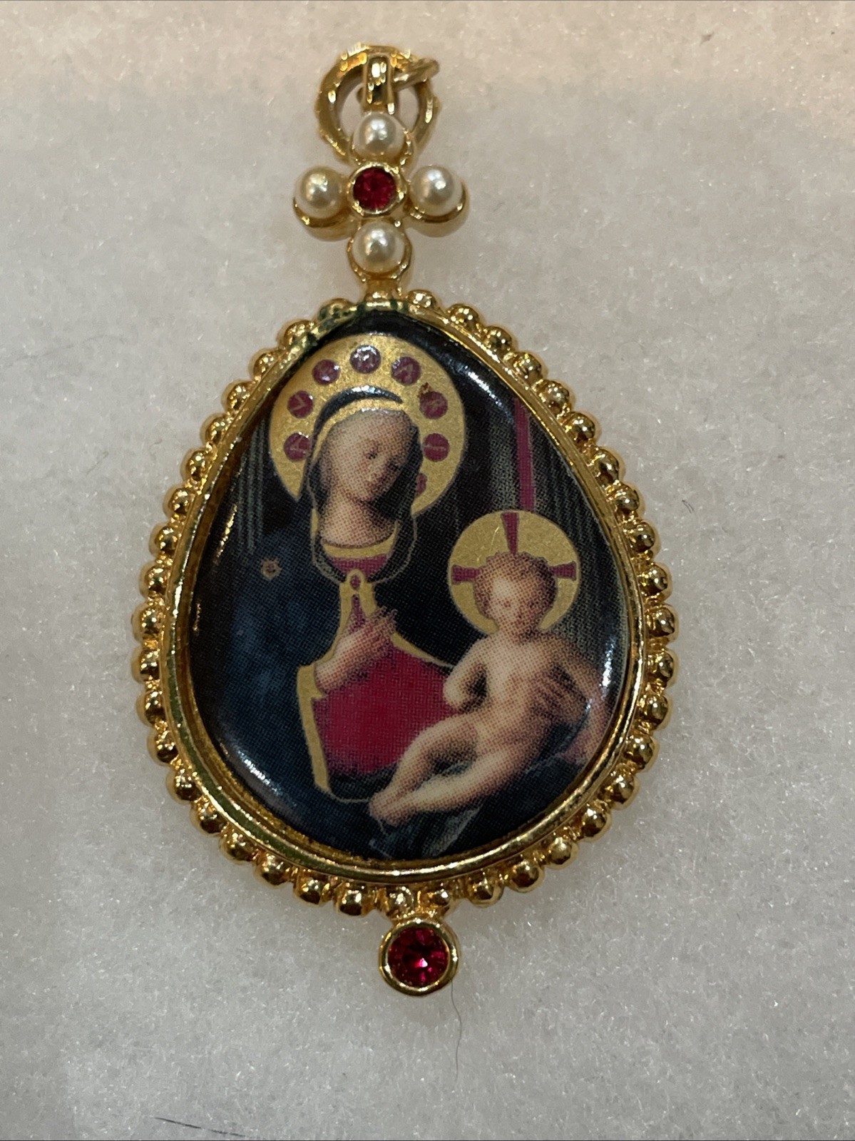 Vintage Our Lady Madonna and Child Jesus Picture Charm, Gold Tone, No Chain Vintage Our Lady Madonna and Child Jesus Picture Charm, Gold Tone, No Chain