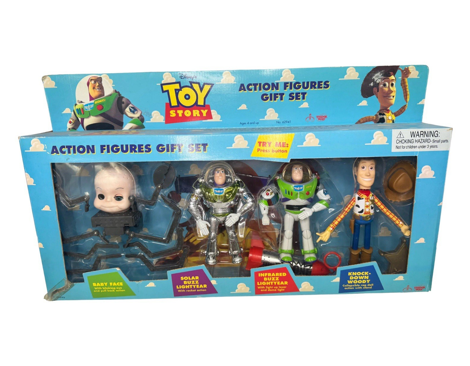 Vintage 1995 Toy Story Thinkway Toys Action Figured Set Baby Face 2 Buzz Woody Vintage 1995 Toy Story Thinkway Toys Action Figured Set Baby Face 2 Buzz Woody