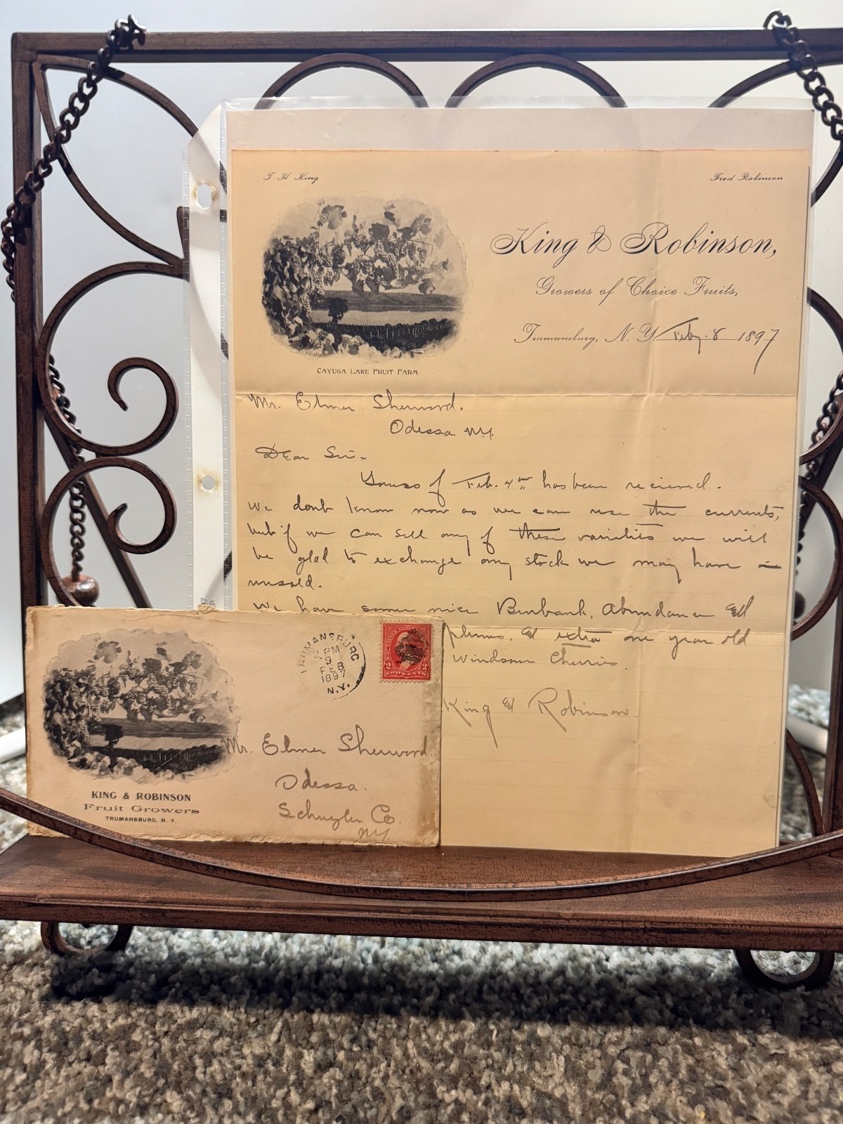 Vintage 1897 Handwritten Letter & Envelope from King & Robinson Fruit Growers Vintage 1897 Handwritten Letter & Envelope from King & Robinson Fruit Growers