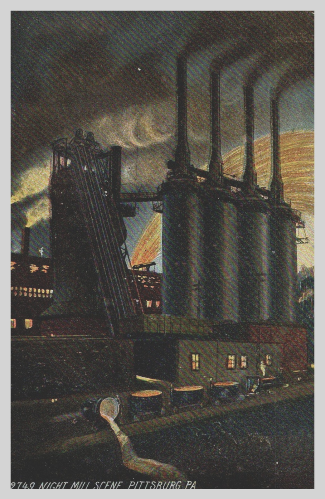 Vintage Postcard 1907-1915 Mill Scene, at Night, Pittsburgh, Pennsylvania (PA) Vintage Postcard 1907-1915 Mill Scene, at Night, Pittsburgh, Pennsylvania (PA)