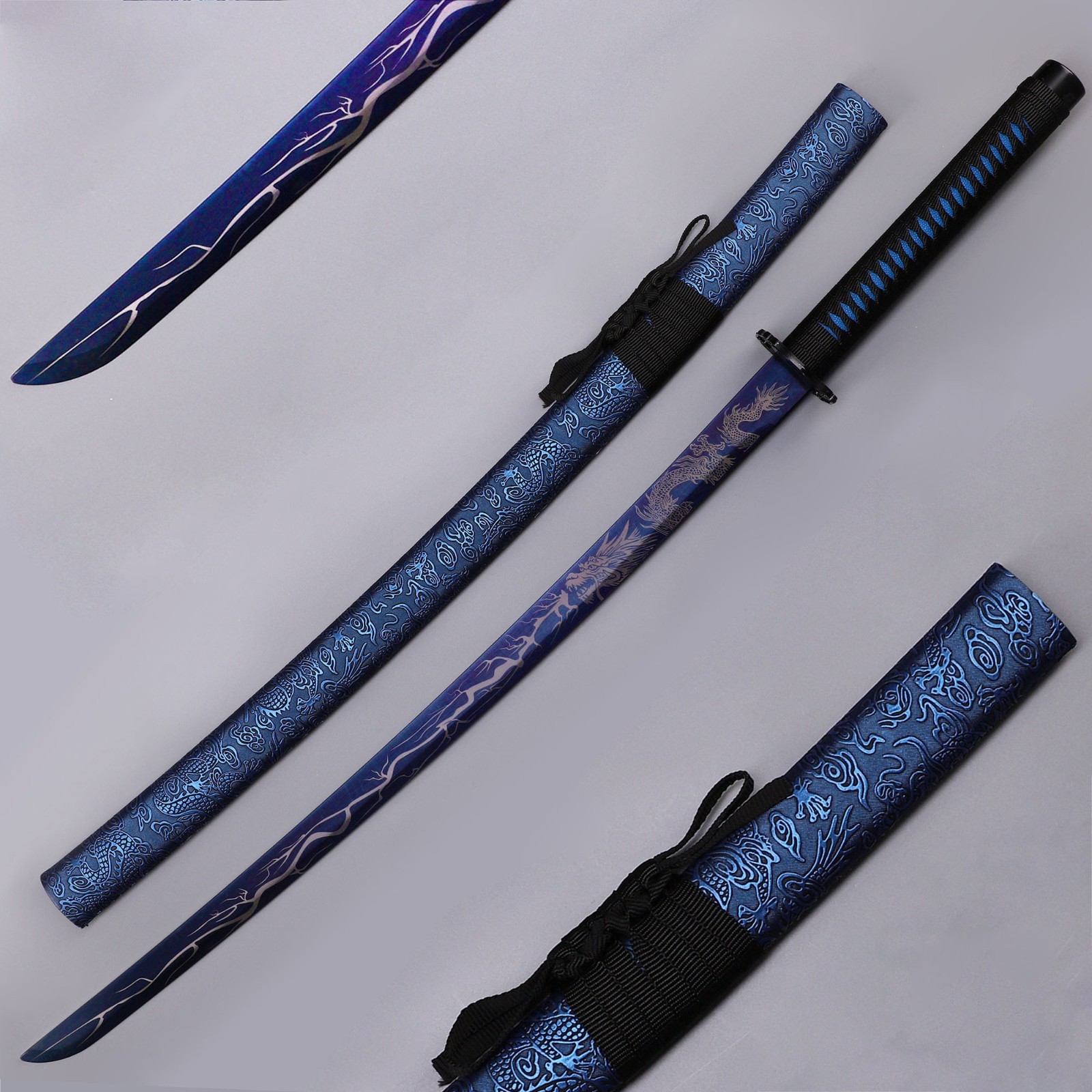 Blue Blade Lightning Dragon Katana, Handmade Katana, Japanese Samurai Sword Blue Blade Lightning Dragon Katana, Handmade Katana, Japanese Samurai Sword
