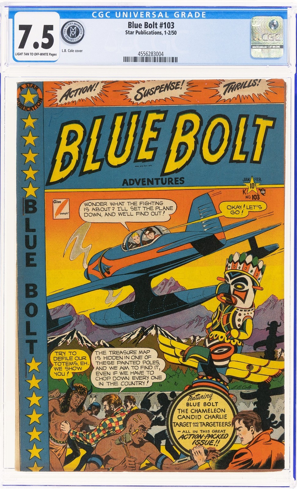 Blue Bolt 103 CGC 7.5 L. B. Cole Indians Attack 1950 Star Comic Henry Morrison Blue Bolt 103 CGC 7.5 L. B. Cole Indians Attack 1950 Star Comic Henry Morrison