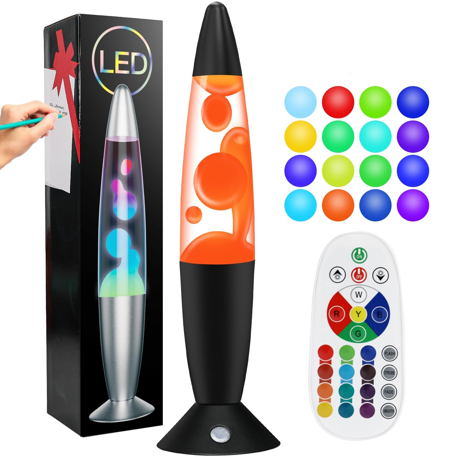 KIKILIVE 16in LED Liquid Motion Lamp Night Light with Remote