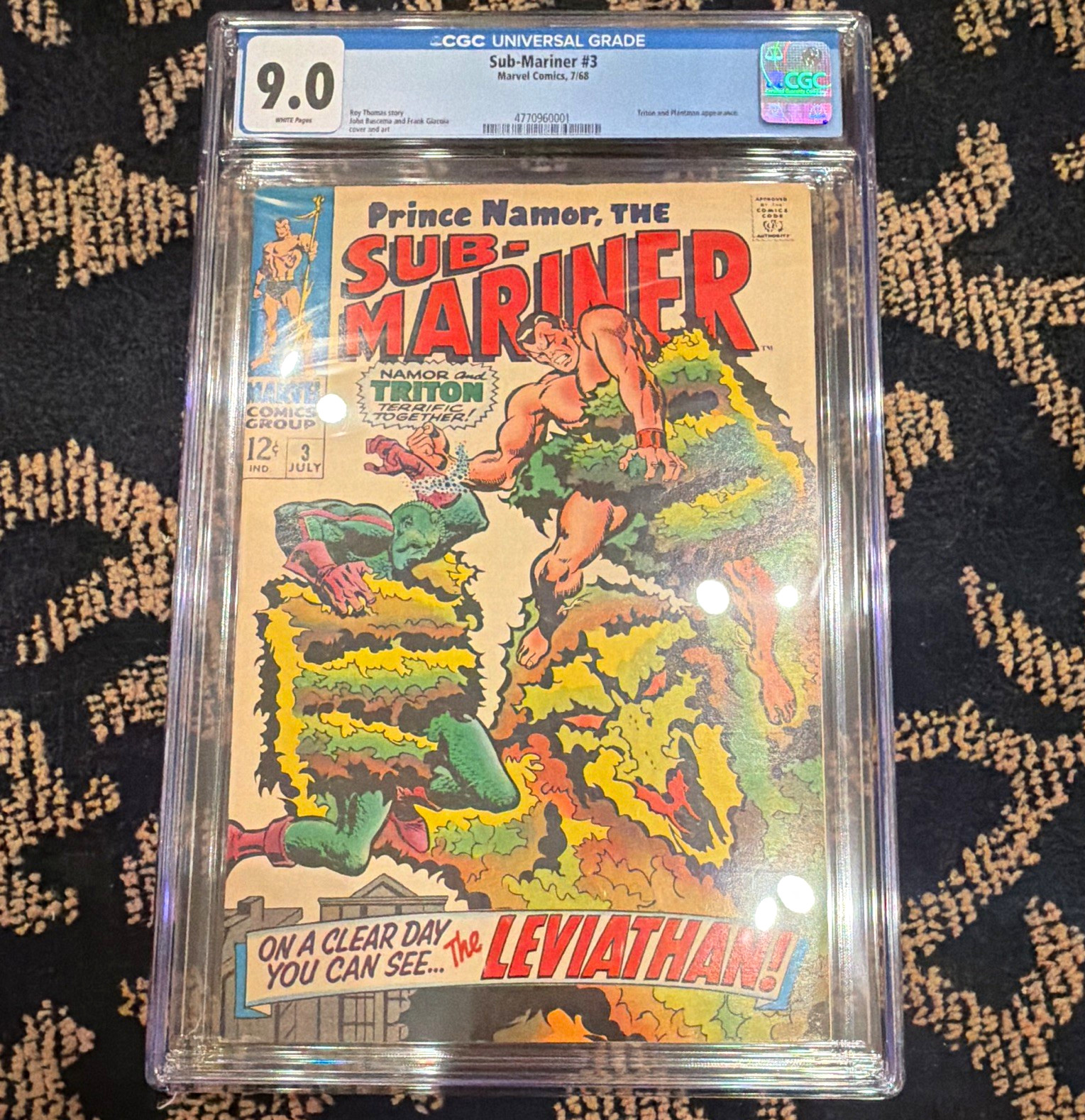 Sub-Mariner #3 CGC 9.0 (1968) Marvel Comics Roy Thomas Gene Colan Namor Rare Sub-Mariner #3 CGC 9.0 (1968) Marvel Comics Roy Thomas Gene Colan Namor Rare