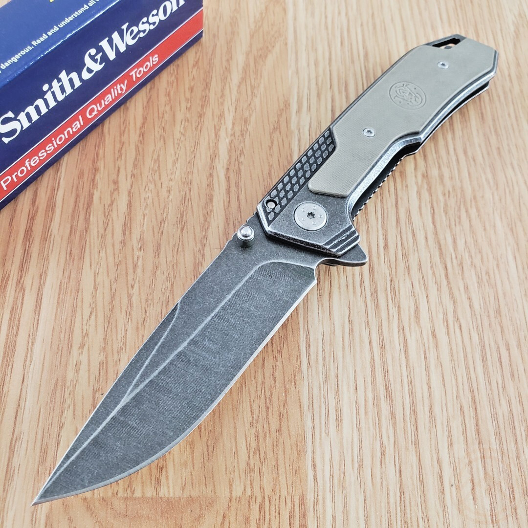 Smith & Wesson Framelock Folding Knife 3¾" Stainless Blade Stainless/G10 Handle