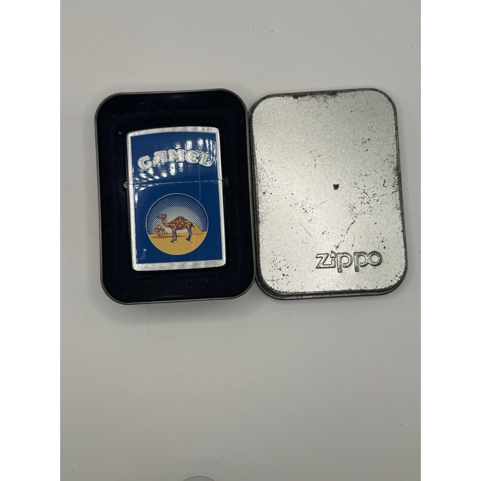 Vintage New In Box 1999 Zippo Camel "Desert Circle" High Polish Chrome Lighter Vintage New In Box 1999 Zippo Camel "Desert Circle" High Polish Chrome Lighter