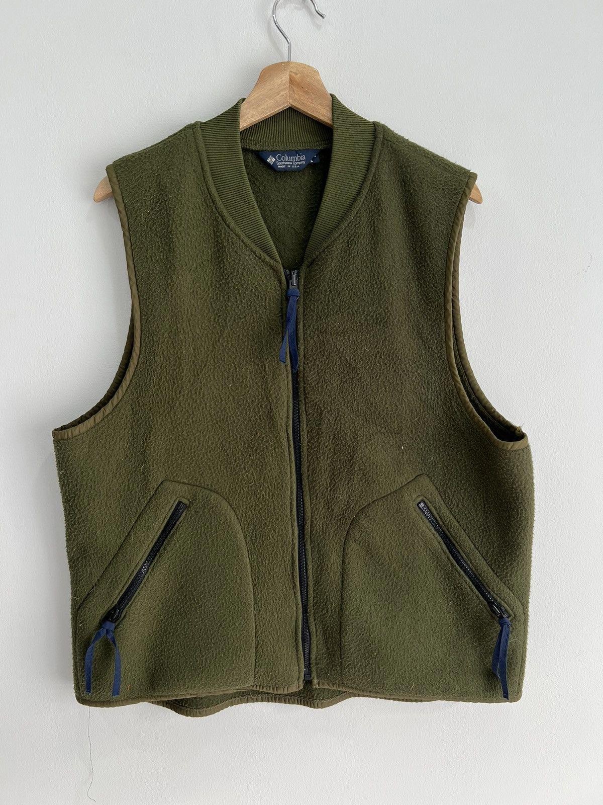 Vintage Columbia Fleece Vest Olive Green jacket zip Vintage Columbia Fleece Vest Olive Green jacket zip