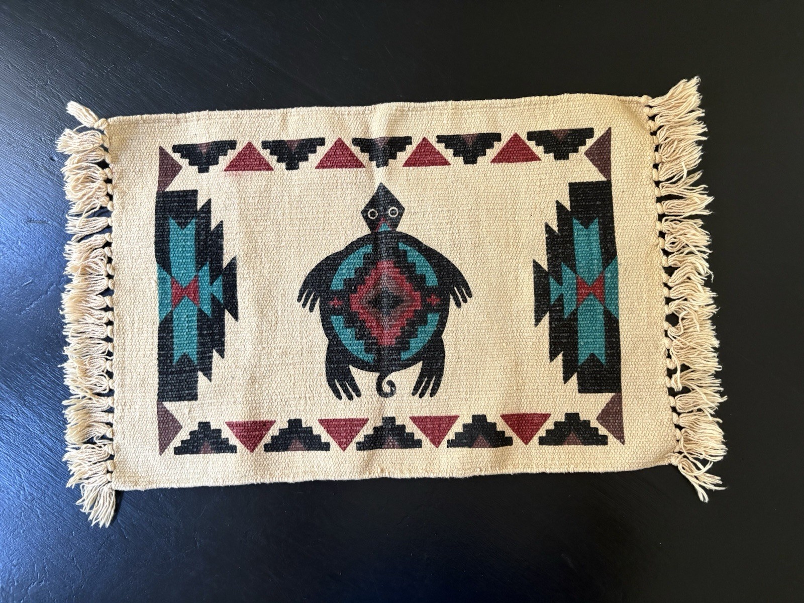 Southwestern Cotton Mat 13"x19" - Turtle Native American