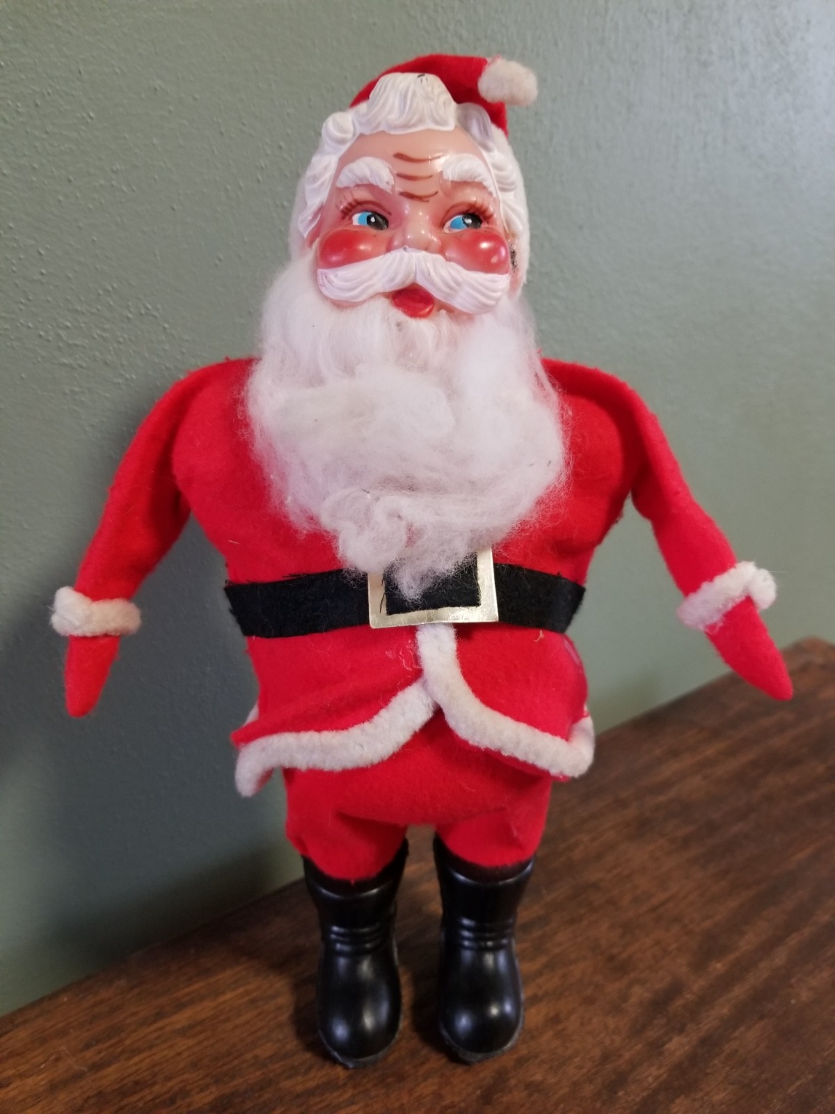 Vintage Christmas Rushton Style Rubber Face & Boots 11" Tall Santa Figure Doll Vintage Christmas Rushton Style Rubber Face & Boots 11" Tall Santa Figure Doll