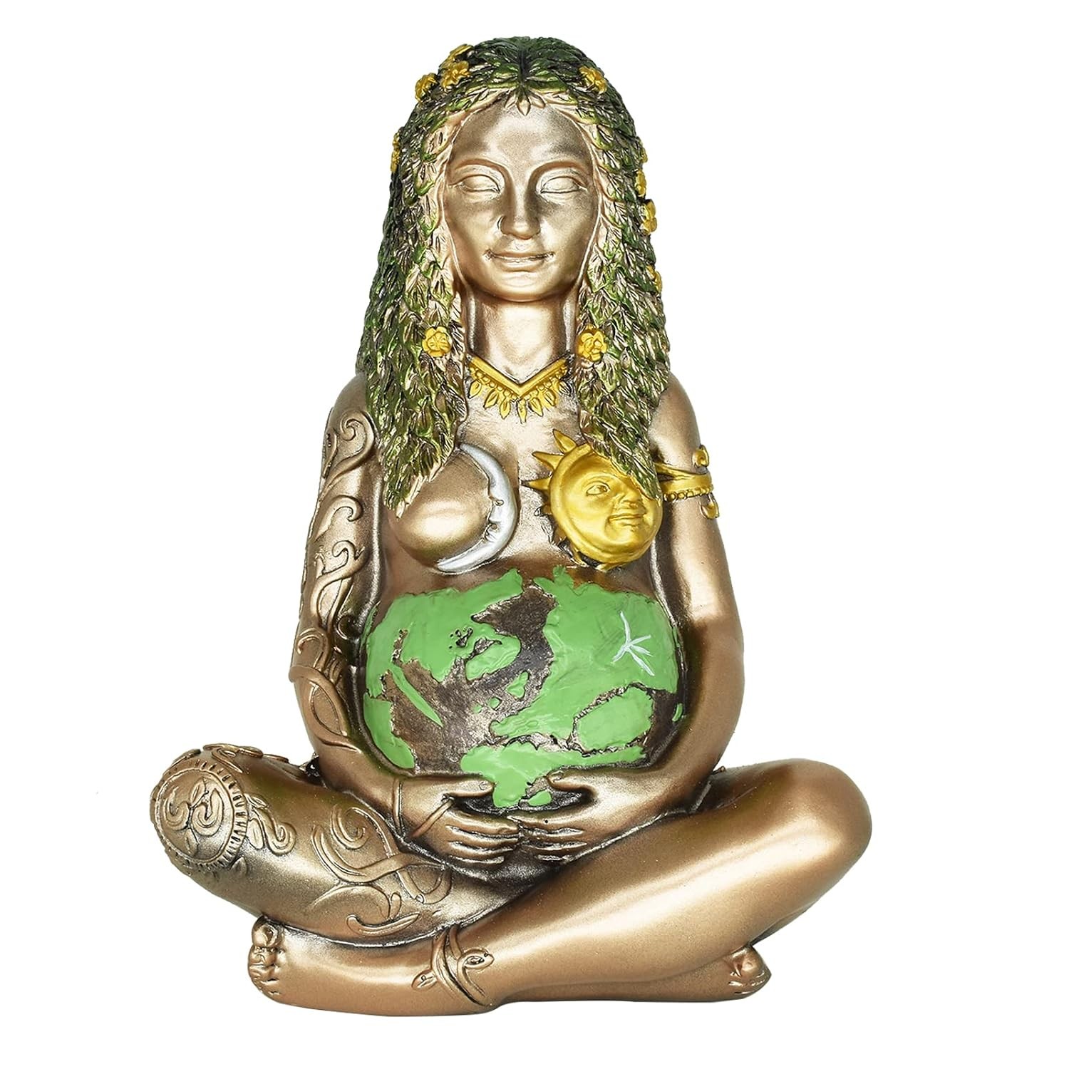 Bronze Gaia Mother Earth Statue Resin Wiccan Altar Decor Goddess Figurine Bronze Gaia Mother Earth Statue Resin Wiccan Altar Decor Goddess Figurine