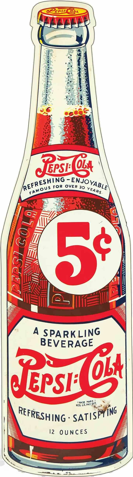 PEPSI COLA BOTTLE SHAPED 48" HEAVY DUTY USA MADE METAL SODA POP ADVERTISING SIGN