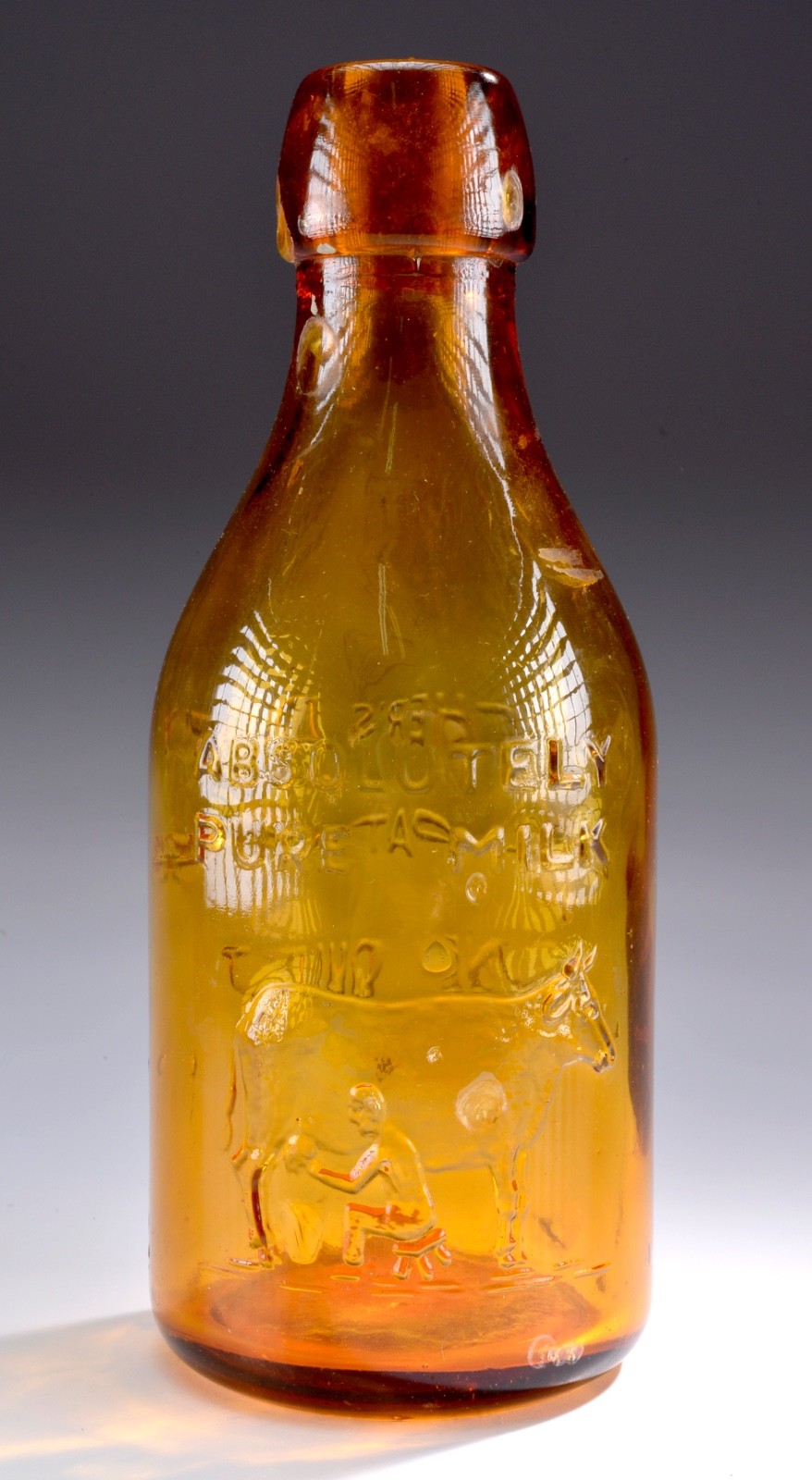 Amber Glass Bottle Crownford China Co. Thatcher's Dairy Absolutely Pure Milk Vtg