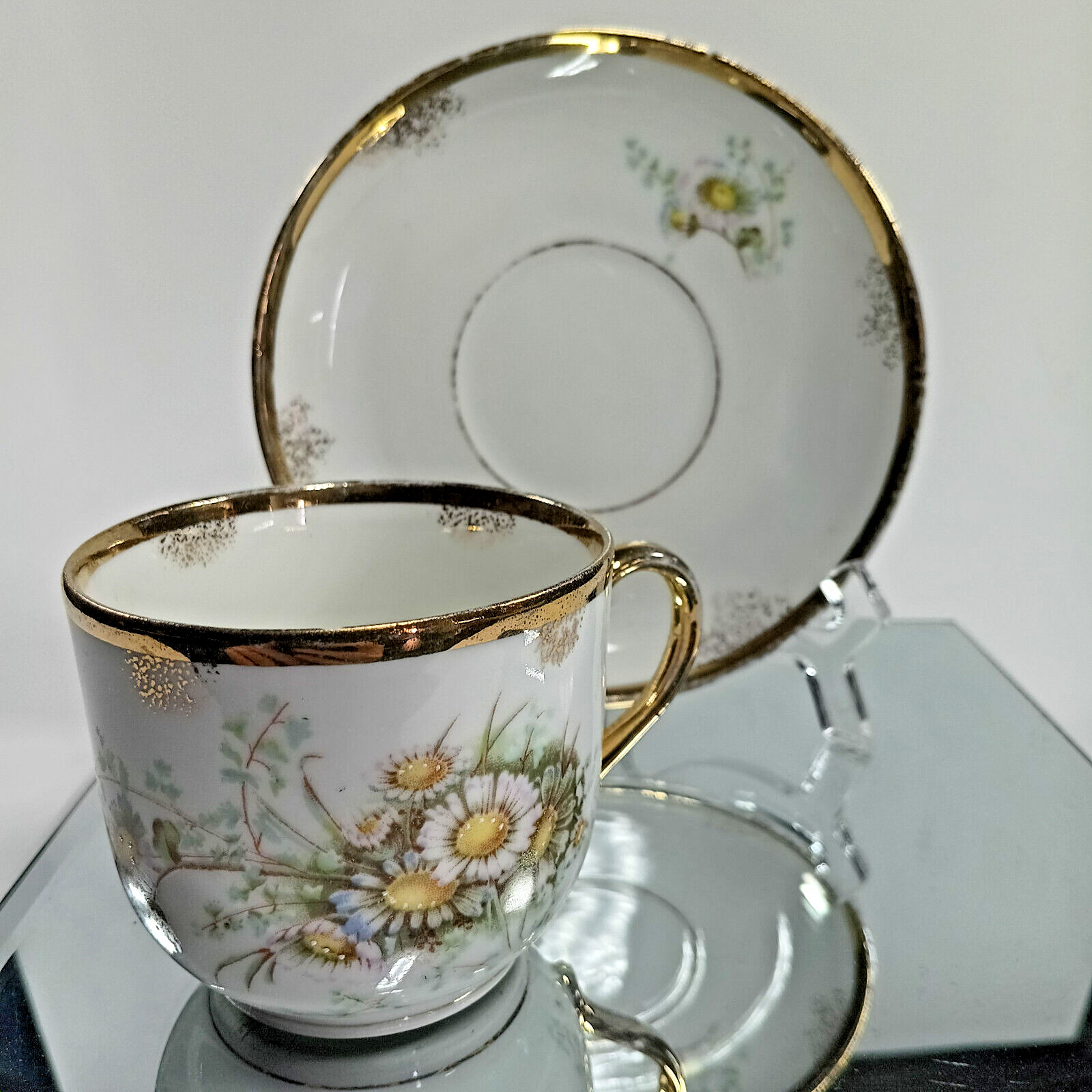 KPM Tea Cup & Saucer, Gilded, Antique, c. 1837,  Berlin Royal Porcelain Factory