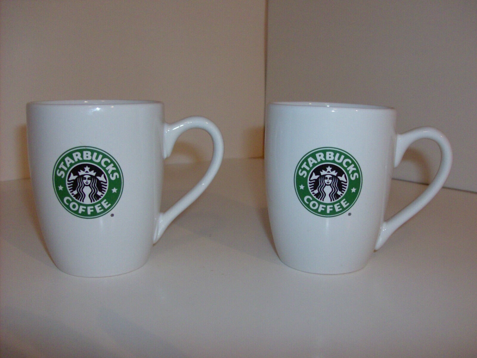 2 Starbucks Logo Classic White Ceramic Coffee Mugs Cups 2008 10.2oz 2 Starbucks Logo Classic White Ceramic Coffee Mugs Cups 2008 10.2oz