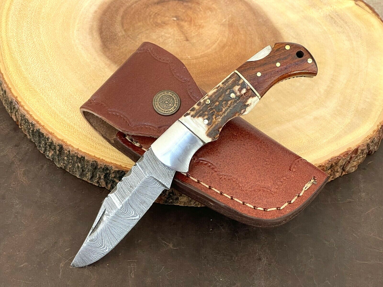 Damascus Folding Pocket Knife With Small Defects Handmade (See Description) Damascus Folding Pocket Knife With Small Defects Handmade (See Description)