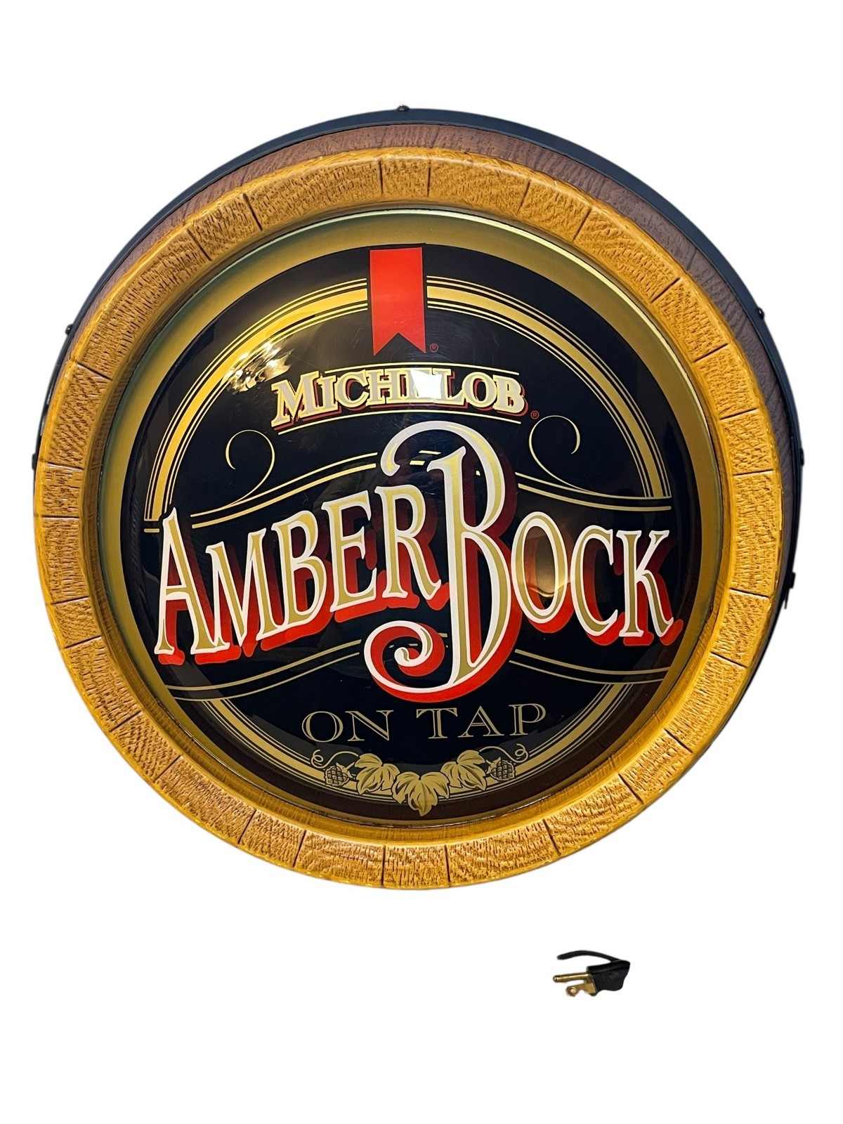 Michelob Amber Bock On Tap Barrel Lighted Wall 19" Beer Sign Man Cave Busch 1998 Michelob Amber Bock On Tap Barrel Lighted Wall 19" Beer Sign Man Cave Busch 1998