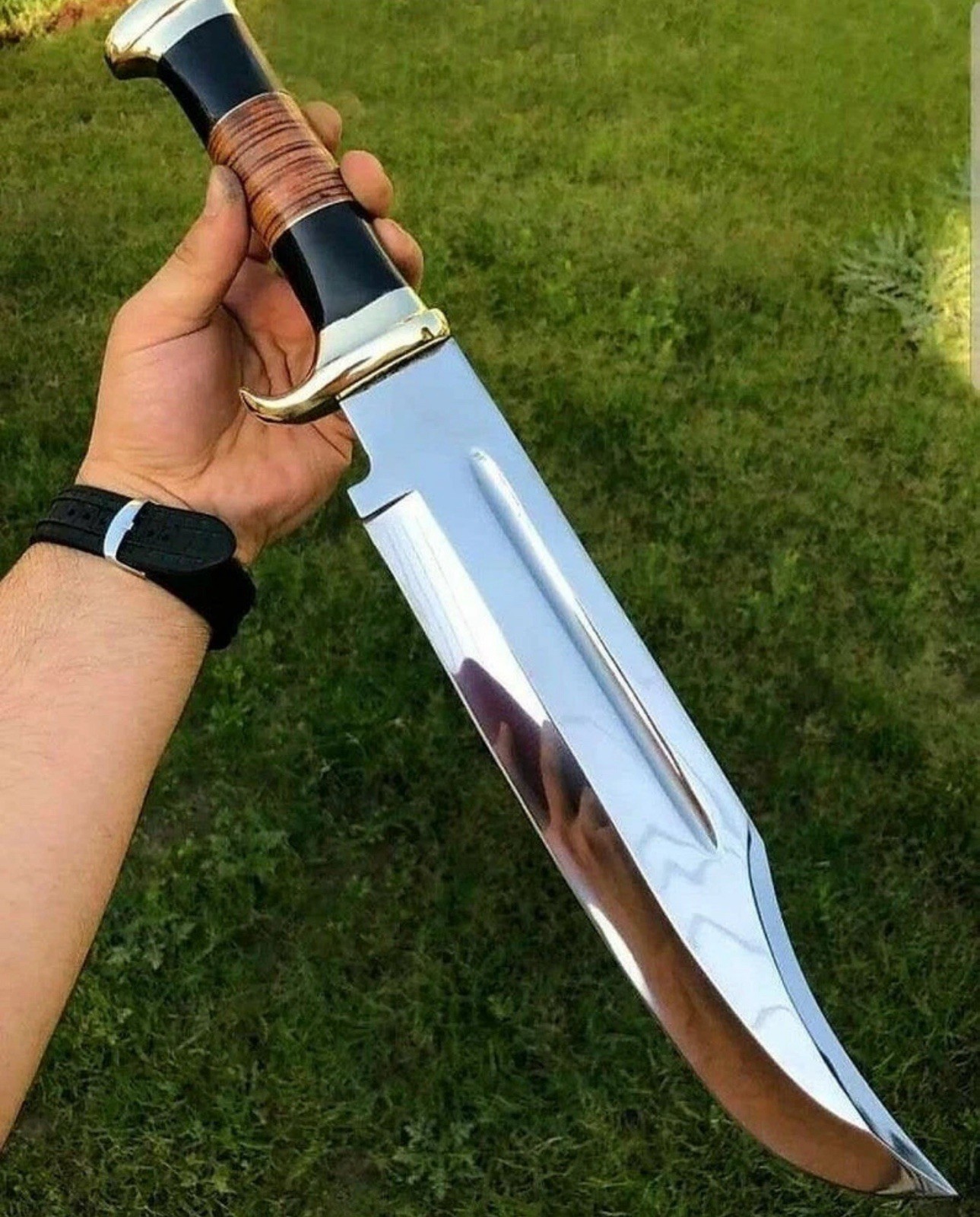 Custom Handmade D2/c430 Tool Steel High Polish Crocodile Dundee Bowie knife 
