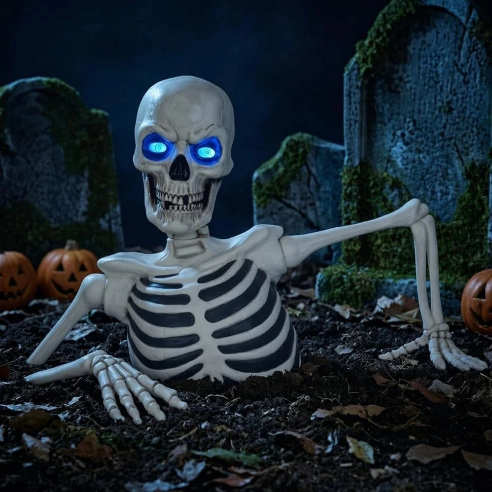 Giant Halloween Skeleton Outdoor Yard Decor, Ground Breaking Skeleton LED Eyes Giant Halloween Skeleton Outdoor Yard Decor, Ground Breaking Skeleton LED Eyes