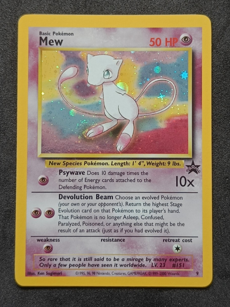 Pokemon TCG Mew 9/53 WOTC Black Star Promo Holo Card Vintage - NM - Foot Swirl