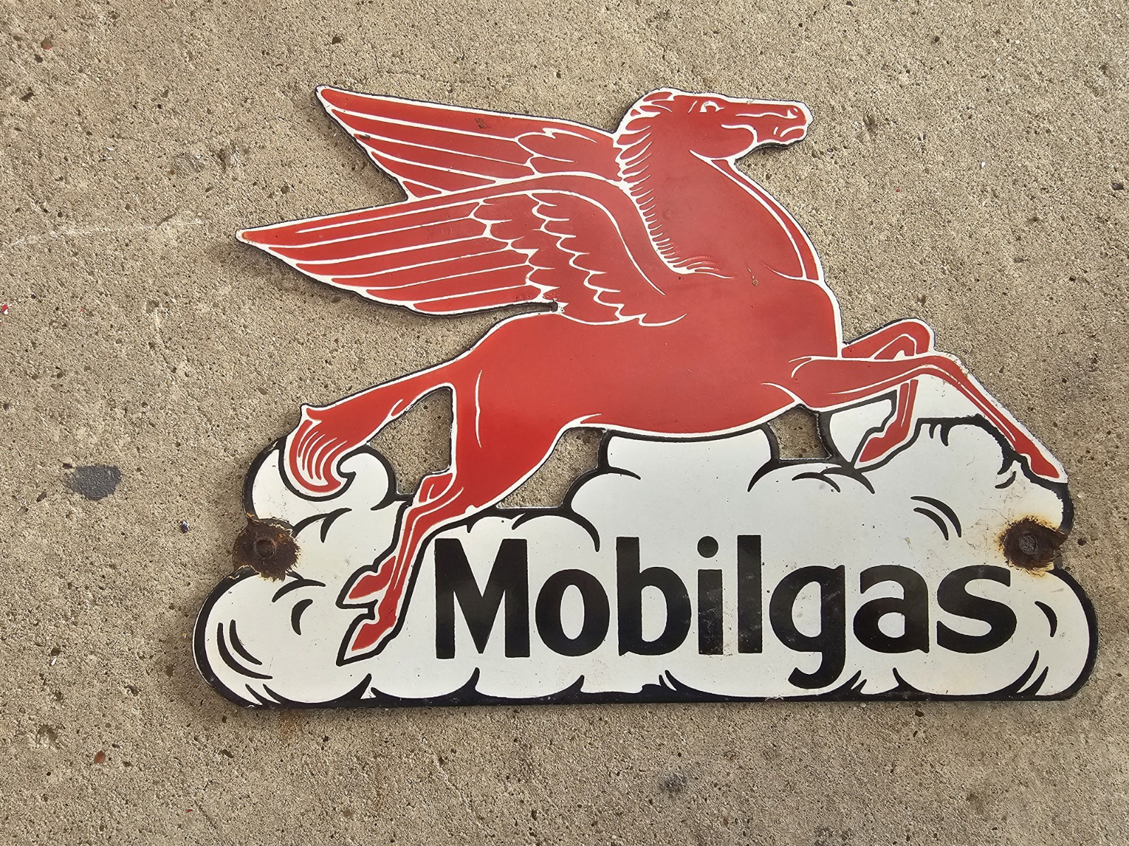 VINTAGE MOBILGAS PEGASUS PORCELAIN SIGN DEALERSHIP GAS STATION 12"x9" VINTAGE MOBILGAS PEGASUS PORCELAIN SIGN DEALERSHIP GAS STATION 12"x9"