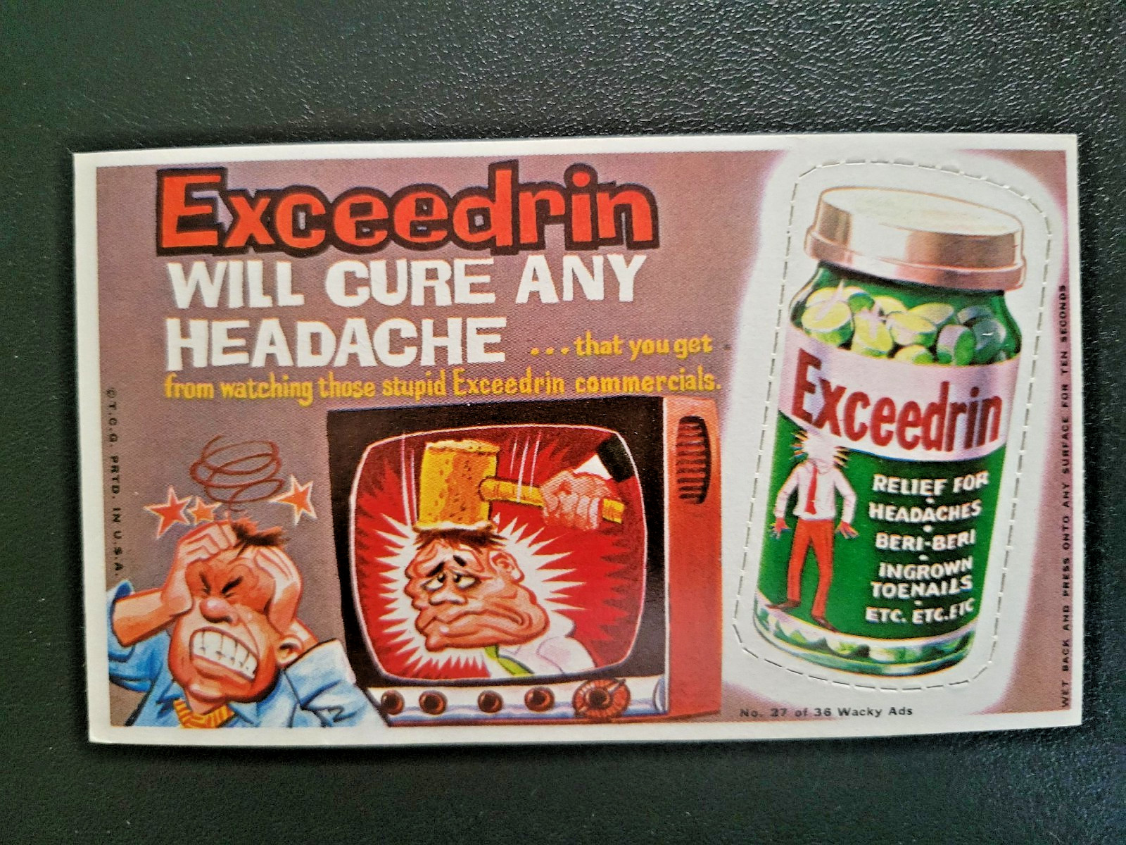 VINTAGE 1969 Topps WACKY ADS 27 EXCELLENT Exceedrin VINTAGE 1969 Topps WACKY ADS 27 EXCELLENT Exceedrin