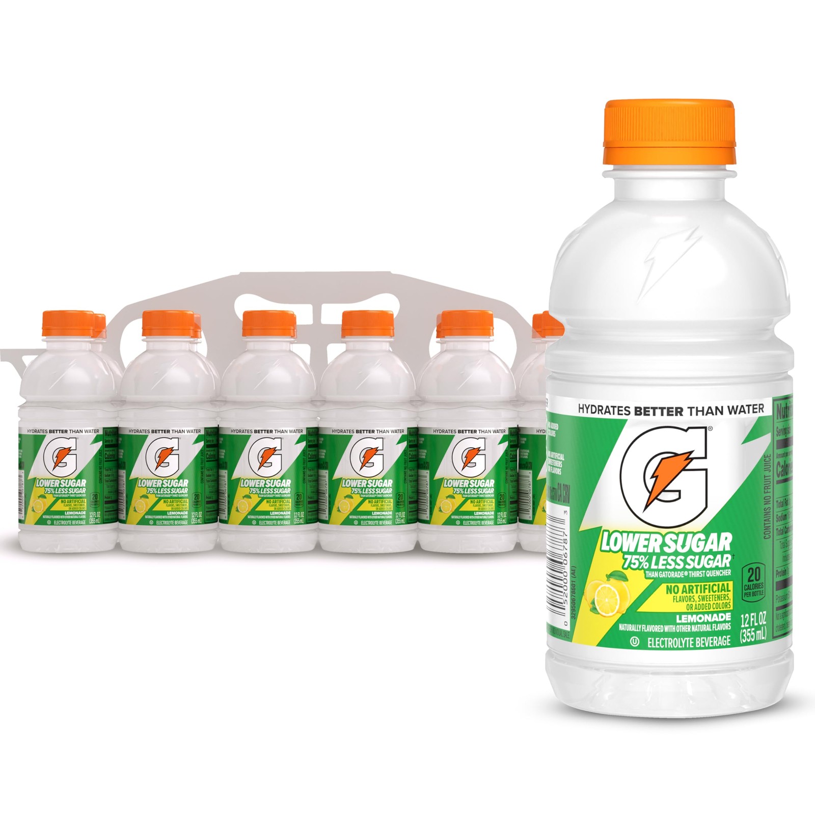 Gatorade Lower Sugar Electrolyte Sports Drink, Lemonade, 12 fl oz Bottles, (12 Gatorade Lower Sugar Electrolyte Sports Drink, Lemonade, 12 fl oz Bottles, (12