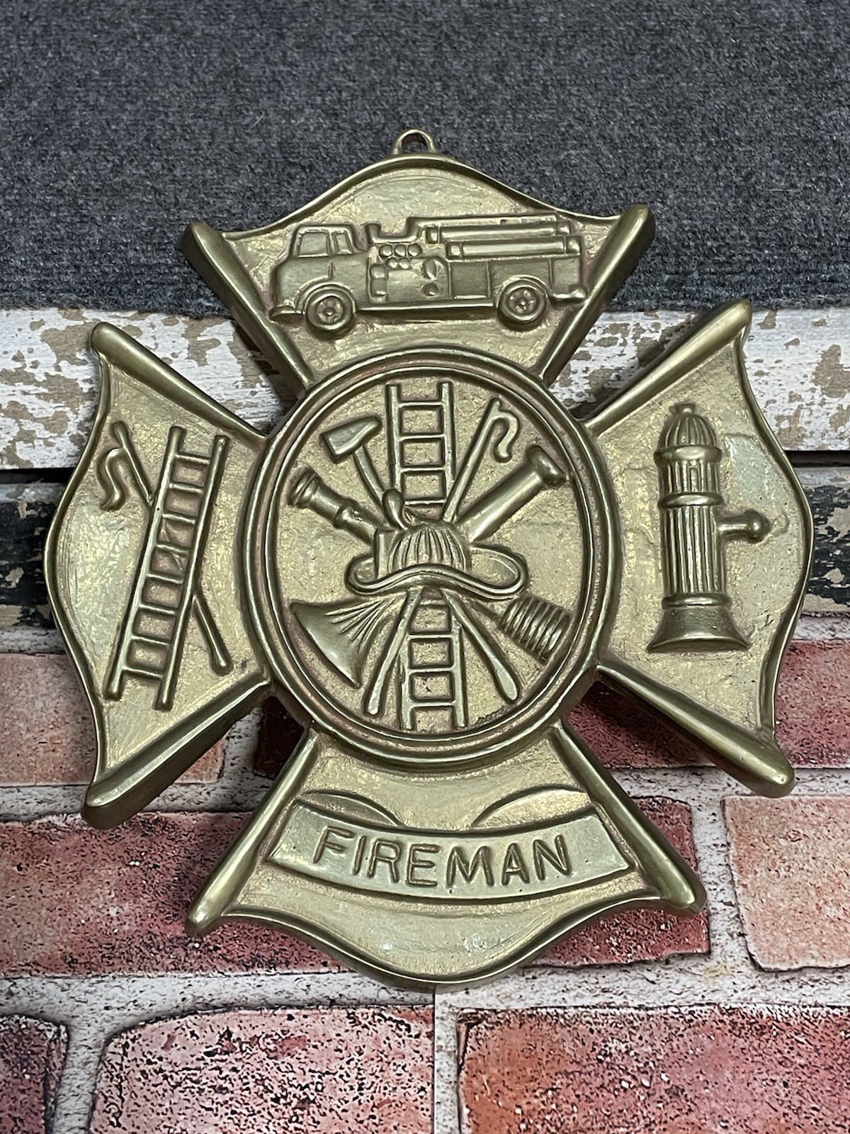 Vintage Solid Brass Firefighter Plaque Fire Mark Sign Fire/Rescue Vintage Solid Brass Firefighter Plaque Fire Mark Sign Fire/Rescue
