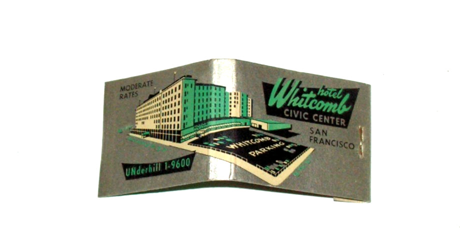Vintage NOS Full Length FEATURE Hotel Whitcomb FULL Matchbook San Francisco CA Vintage NOS Full Length FEATURE Hotel Whitcomb FULL Matchbook San Francisco CA