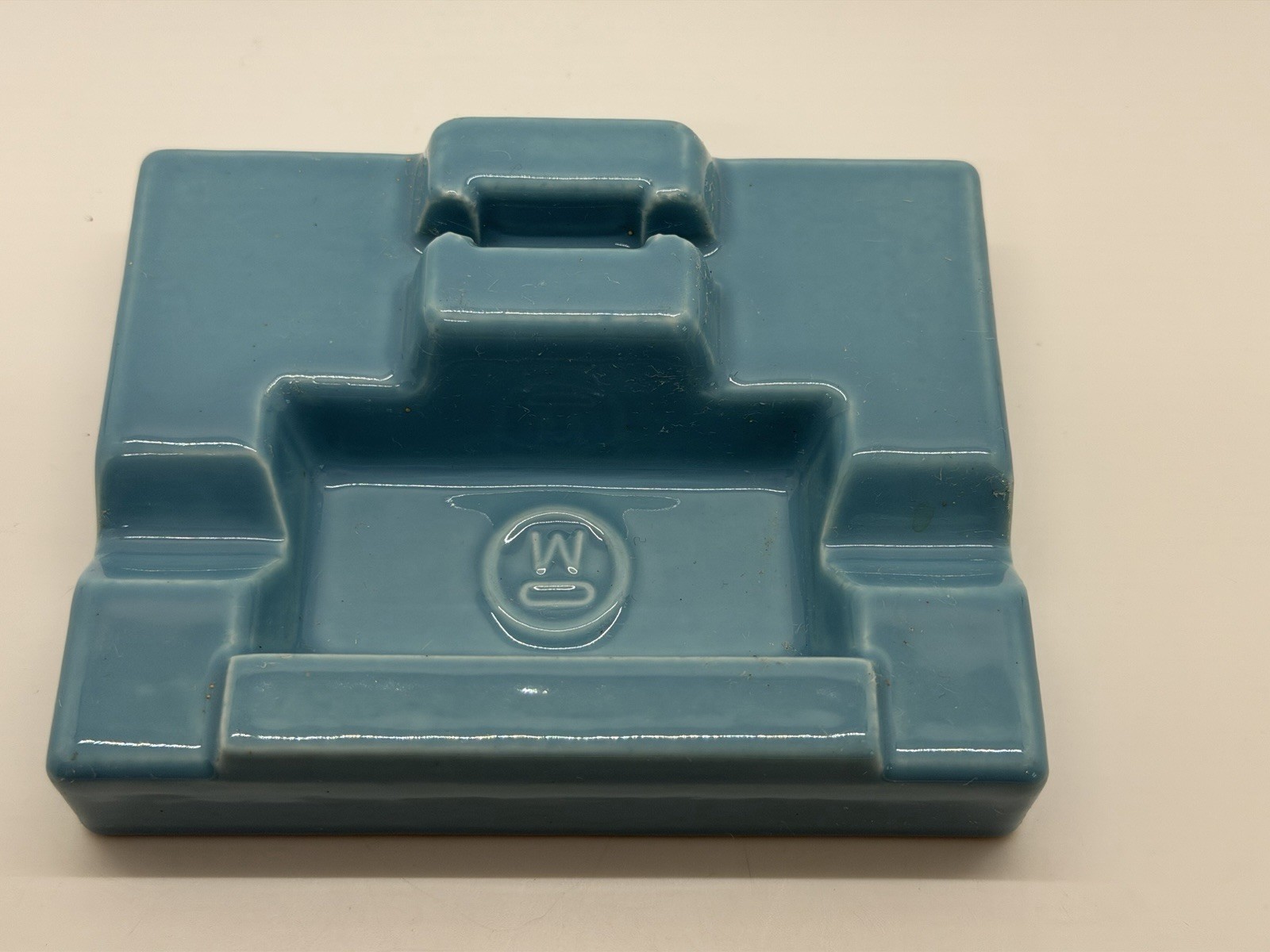Vintage Westinghouse Match Holder/Ashtray Blue Ceramic Rectangle Small Chip Vintage Westinghouse Match Holder/Ashtray Blue Ceramic Rectangle Small Chip