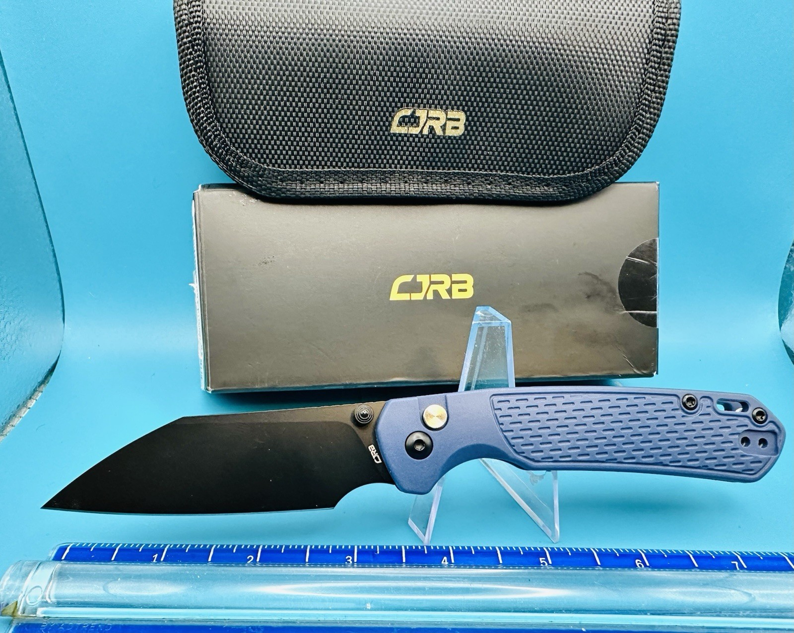 CJRB Pyrite-Light J1945-BBU Blue FRN Handle Button Lock Folding Knife AR-RPM9 CJRB Pyrite-Light J1945-BBU Blue FRN Handle Button Lock Folding Knife AR-RPM9