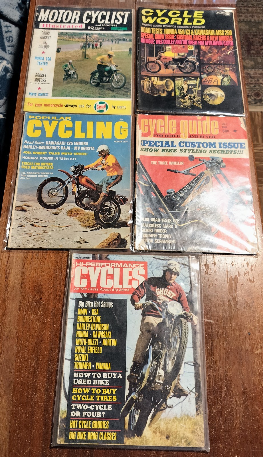 LOT OF 5 VINTAGE MOTORCYCLE MAGAZINES 1964 1968 1970 1971 INCLUDES ONE BRITISH