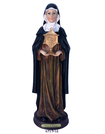 Santa Clara [ Clara De Asis ]12"  Resin Statue Figurine , New